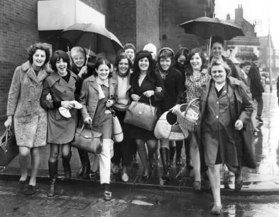 Plessey workers leaving a meeting at the Unionist Club, South Shields in March 1969 . Do you know what they were meeting about? Were you there?