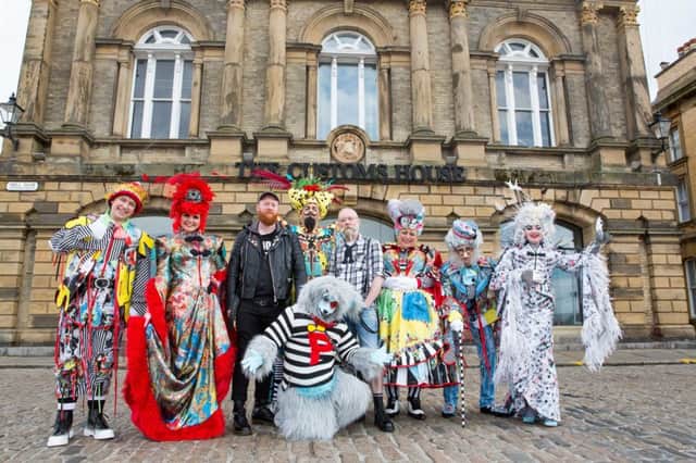 Paul Shriek with the cast of the most recent panto at The Customs House, the Lambton Worm.