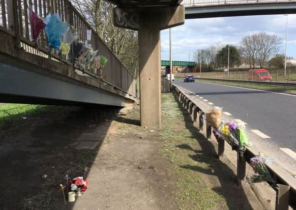 More than a dozen bouquets of flowers along with other items have been left off the A194 Leam Lane in Jarrow in honour of Alan Stubbings.