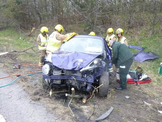 Tyne and Wear firefighters at the scene of an accident.