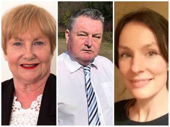 The Cleadon and East Boldon candidates for the local elections are, from left, Margaret Meling (Labour), Jeff Milburn (Conservative) and Sarah Jean McKeown (Green Party).