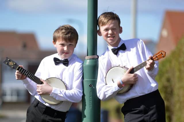 James Bassett, right, and Tai Steehouder performed at the Queen's birthday celebrations.