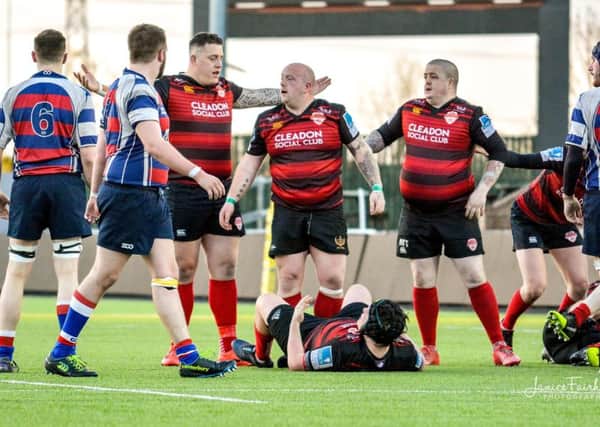 South Shields in action at Kingston Park against Prudhoe and Stocksfield.