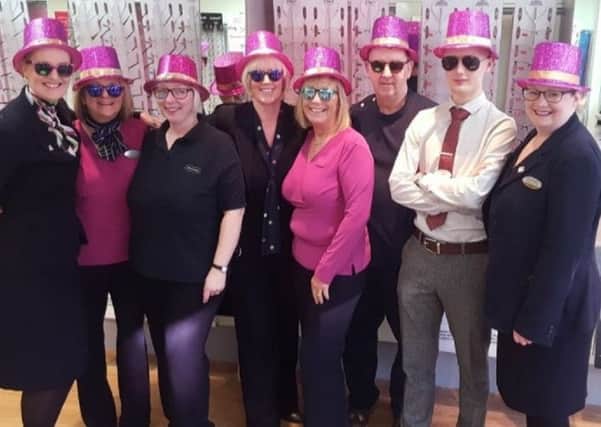 Staff at the Specsavers store in South Shields wearing their hats for the Brain Tumour Research fundraising day.