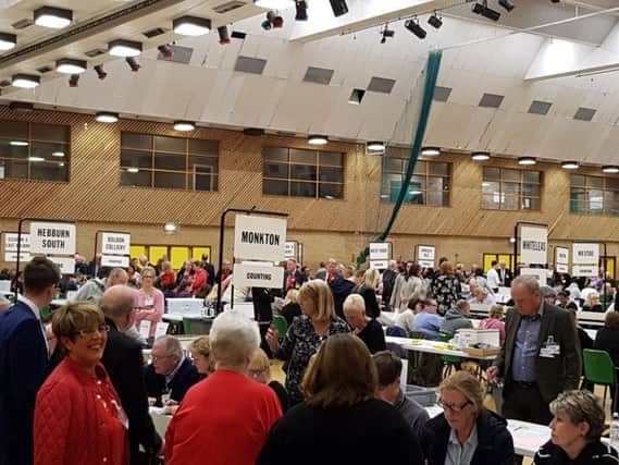 The election count at Temple Park Leisure Centre