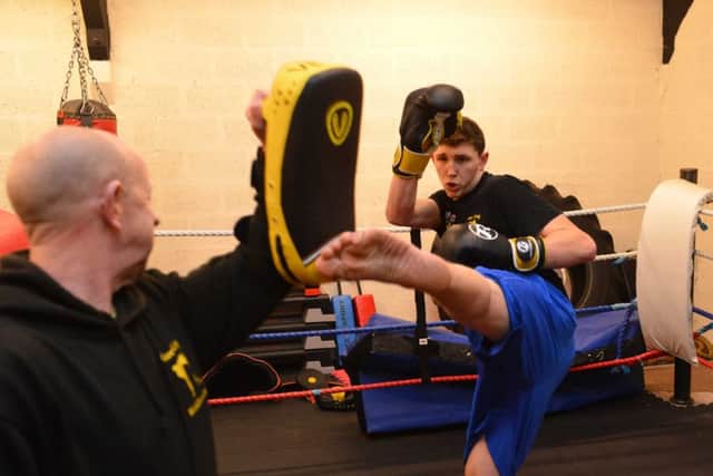 Kickboxer Nathan McCarthy with coach Steve East