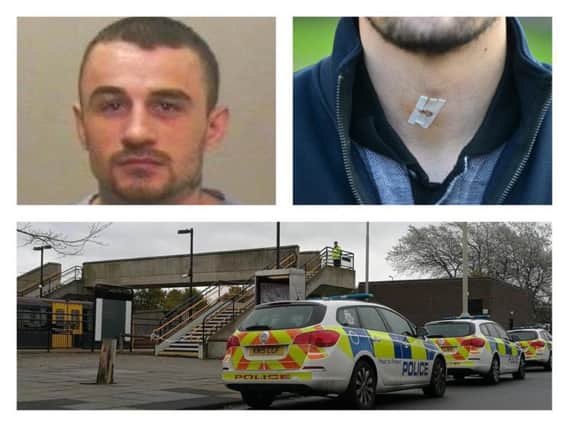 Clockwise from top left, David Sorlie has been jailed after stabbing friend Sean Smith in the neck at Jarrow Metro Station last October.
