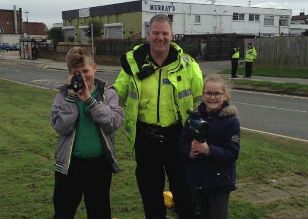 Hedworthfield Primary School pupils take part in the speed awareness event.