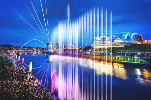 A giant fountain will be installed on the Tyne as part of the exhibition