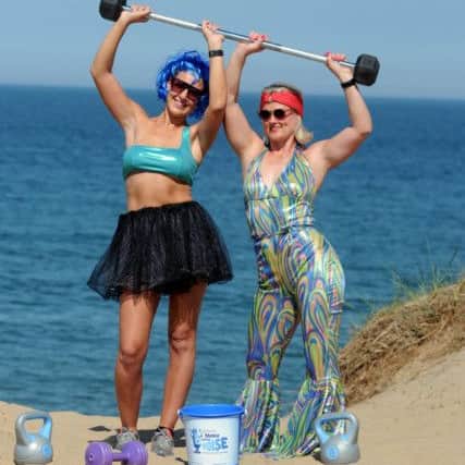 Charity fancy dress boot camp with Beth Carruthers and Louise Scott (R)