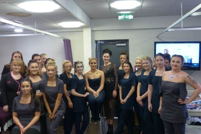 Tamzin Cummings, centre, with students at South Tyneside College