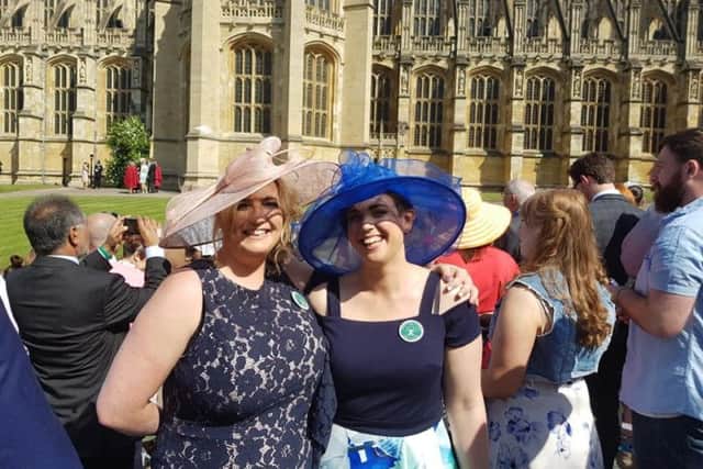Vicky Burnip and Hannah Underwood in the grounds of Windsor Gardens for Prince Harry and Meghan Markle's big day
