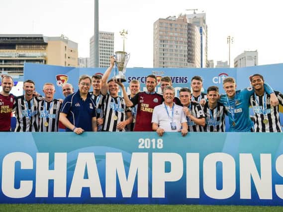Newcastle's Under-23s lift the HKFC Citi Soccer Sevens trophy
