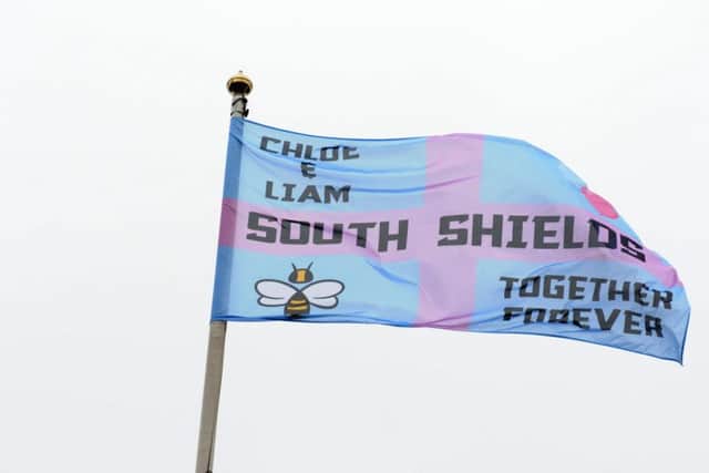 The flag above South Shields Town Hall