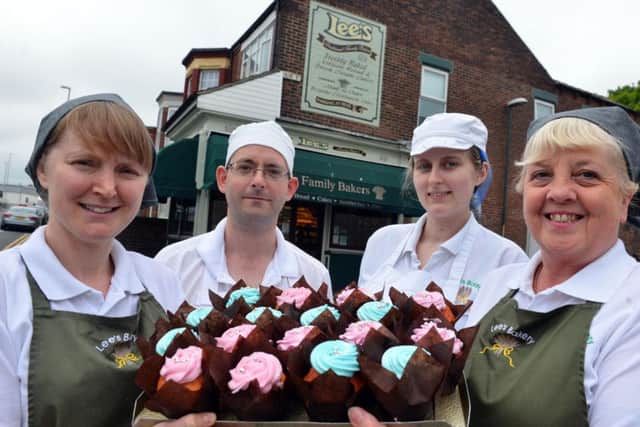 Lee's Bakery cake sale in memory of Chloe Rutherford and Liam Curry on the first year anniversary. From left manager Clare Campbell, Andrew Gregg, Kate Fishwick and Carole Cook