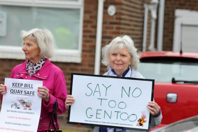 Bill Quay residents proposed housing development protest.