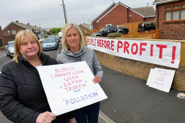 Bill Quay residents proposed housing development protest.
From left Liz Gibson and Caroline Wilson