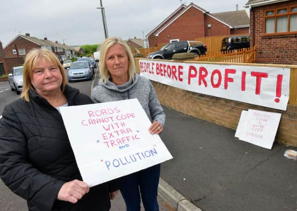 Bill Quay residents proposed housing development protest.
From left Liz Gibson and Caroline Wilson