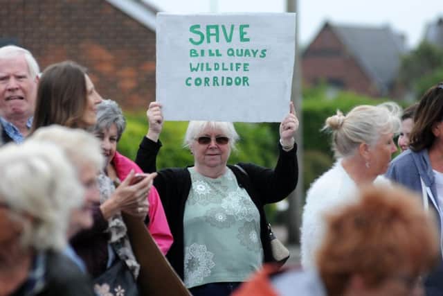 Bill Quay residents proposed housing development protest.