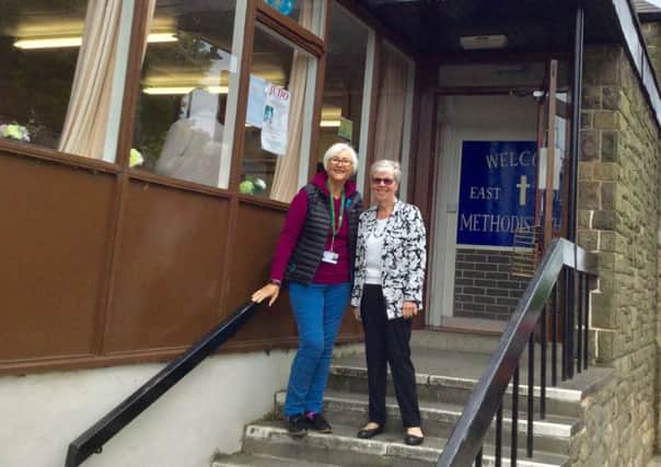 Coun Joan Atkinson and Irene Gilbert outside East Boldon Methodist Churchs Community Hall.
